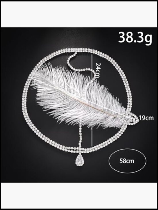 Vintage Crystal Feather Flapper Headpiece for Gatsby Costume Hair Jewelry